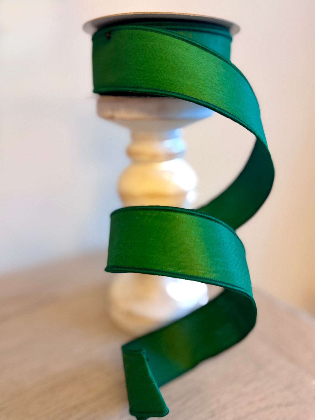 Emerald Green Moire Ribbon: 1.5-Inch Wired Edges, 10 Yards for Bows