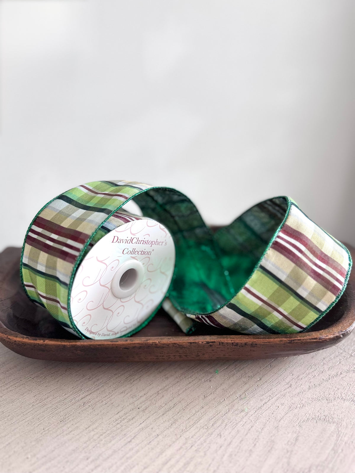 Green Brown Plaid Wired Ribbon: 2.5-Inch Width, 10 Yards, Emerald Edge