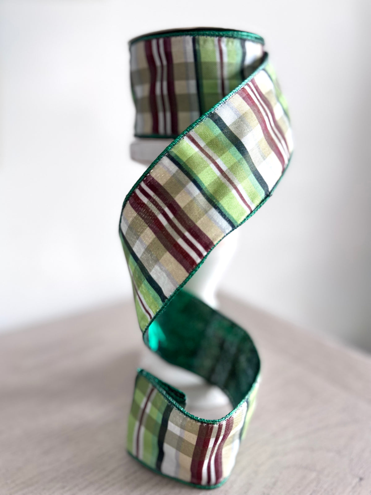 Green Brown Plaid Wired Ribbon: 2.5-Inch Width, 10 Yards, Emerald Edge