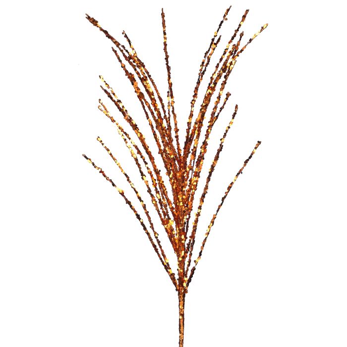 28” Sequin Glitter Spray, Black Orange or Purple Halloween Floral Pick, Sparkly Wreath, Tree and Party Decor Supply