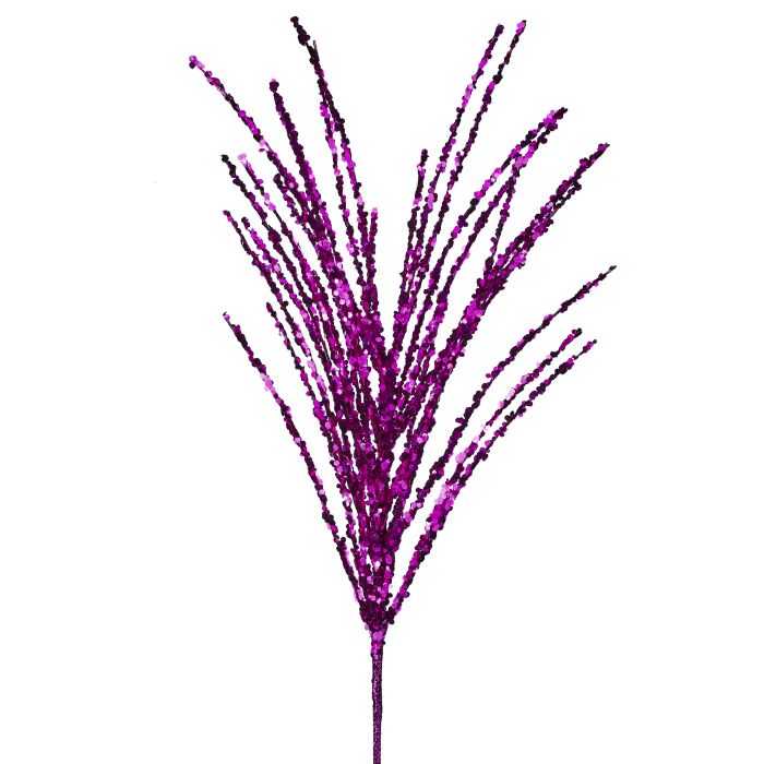 28” Sequin Glitter Spray, Black Orange or Purple Halloween Floral Pick, Sparkly Wreath, Tree and Party Decor Supply