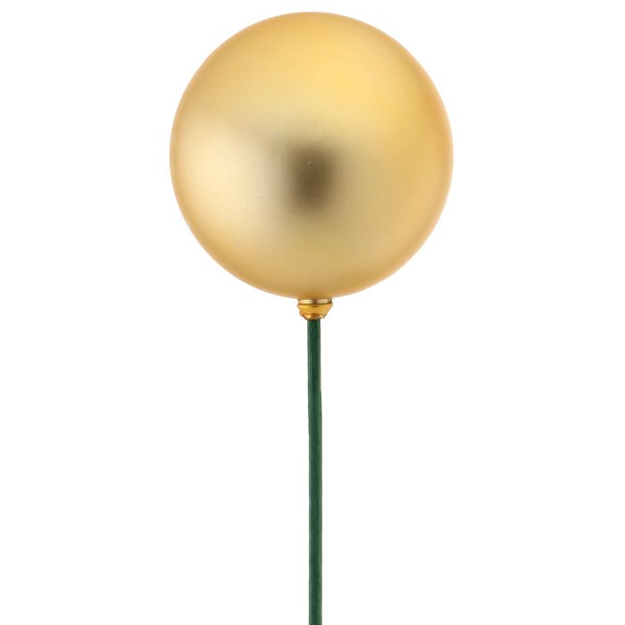 21” Matte Ball Ornament Stake, 80mm Gold Red or Silver Christmas Pick, Holiday Wreath, Garland and Tree Décor Supply