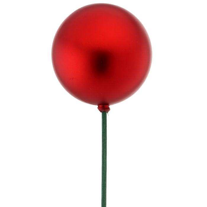 21” Matte Ball Ornament Stake, 80mm Gold Red or Silver Christmas Pick, Holiday Wreath, Garland and Tree Décor Supply