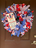 Patriotic wreath, July Wreath, Door Wreath, Patriotic Front Door Decor, Americana Wreath, Large Patriotic Wreath, Wreath for Veteran