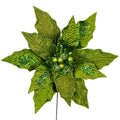 Farrisilk 15” Diameter Green Poinsettia Stem, Holiday Wreaths, Designer Christmas Tree Decorations, Elegant Christmas Décor, Green Christmas