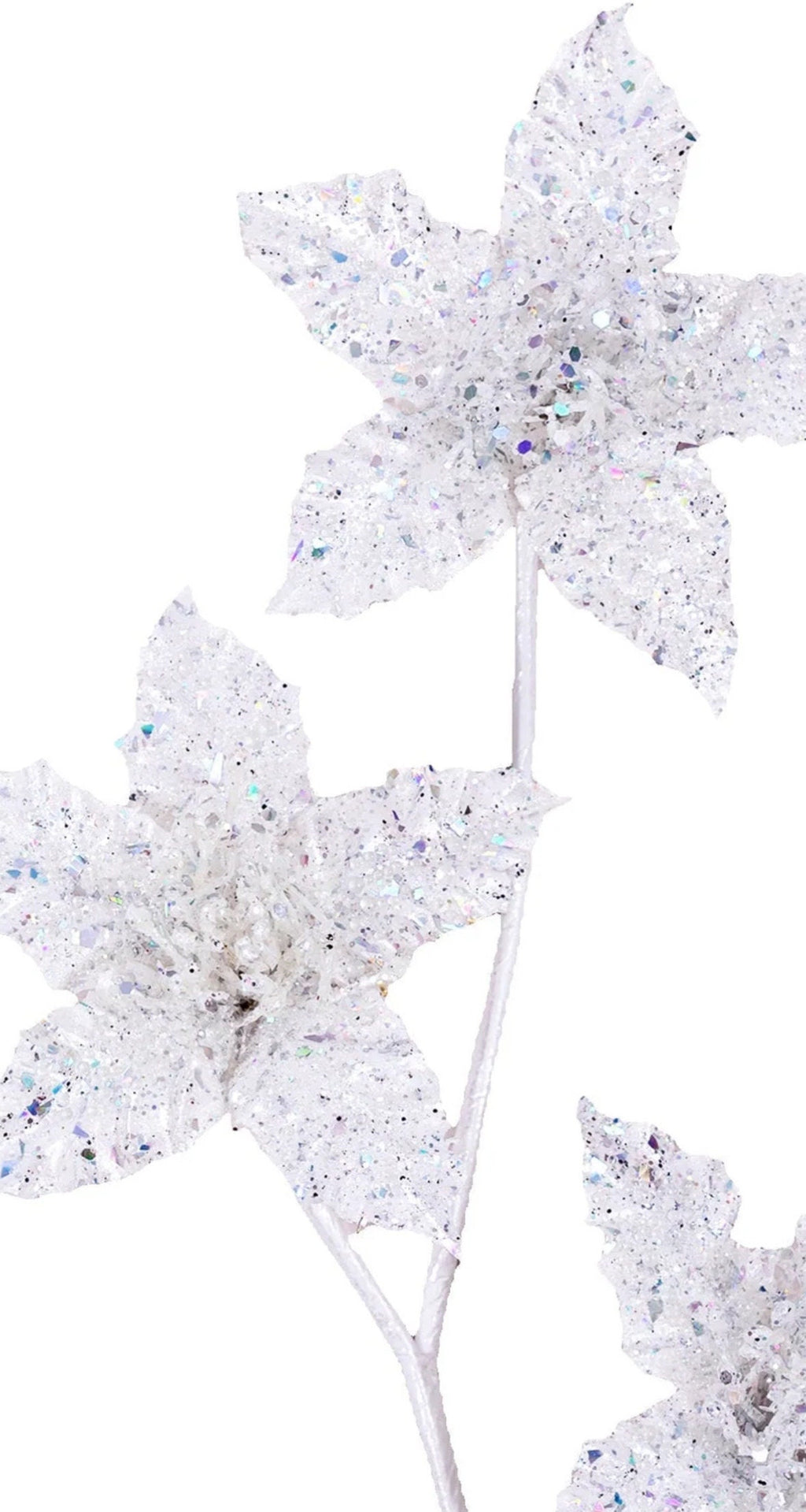 Farrisilk 26” White Winter Rainbow Star Spray, Holiday Wreaths, Designer Christmas Tree Decorations, Elegant Luxury White Christmas Spray
