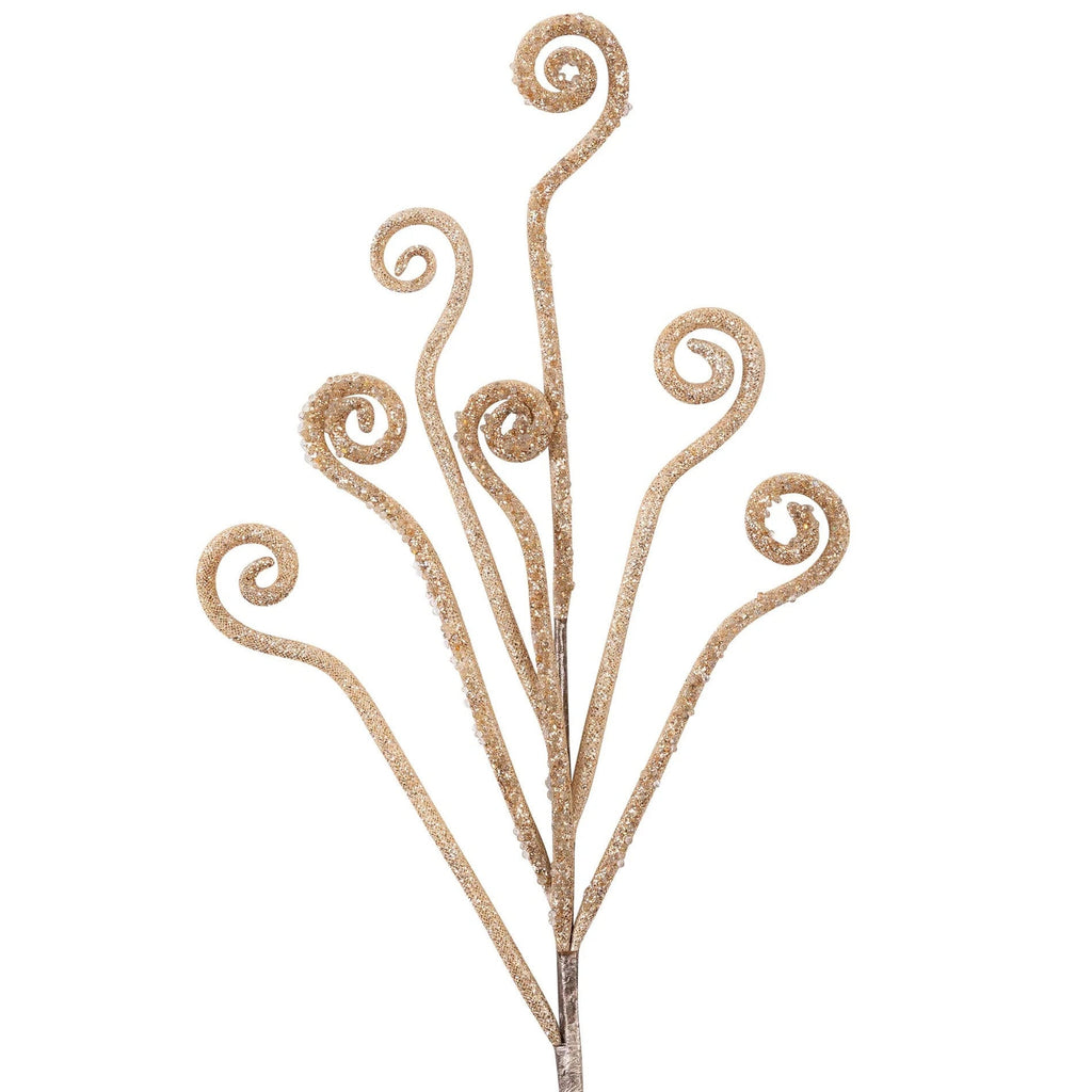 Farrisilk 30” Gold Candy Curl Spray, Holiday Wreaths, Designer Christmas Tree Decorations, Elegant Christmas Décor, Luxury Christmas Spray