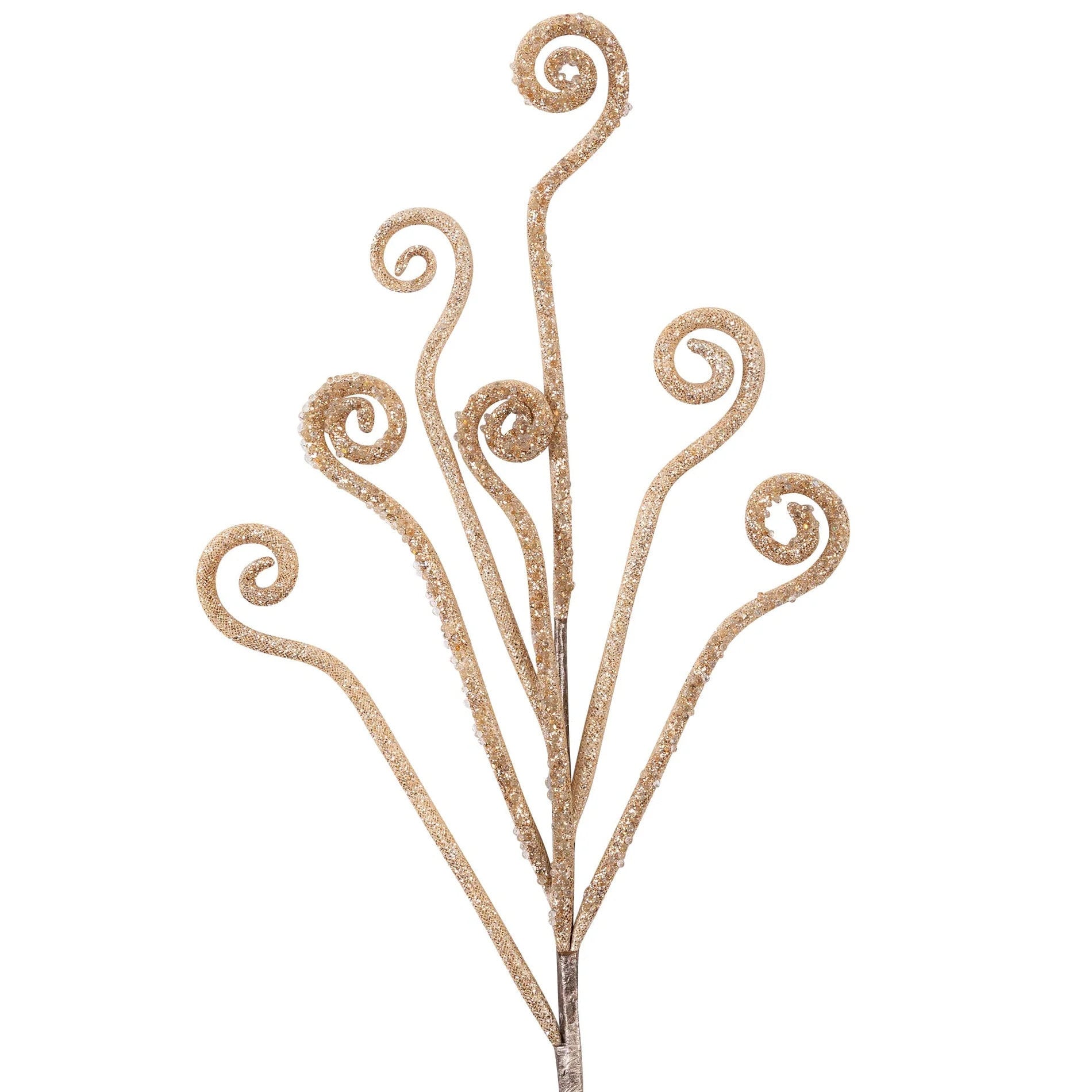 Farrisilk 30” Gold Candy Curl Spray, Holiday Wreaths, Designer Christmas Tree Decorations, Elegant Christmas Décor, Luxury Christmas Spray