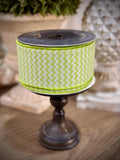 Farrisilk Lime Green Chevron Ribbon, 2.5” Ribbon, Luxury Ribbon, Christmas Tree Ribbon, Premium Holiday, Grinch Ribbon, Grinch designs decor