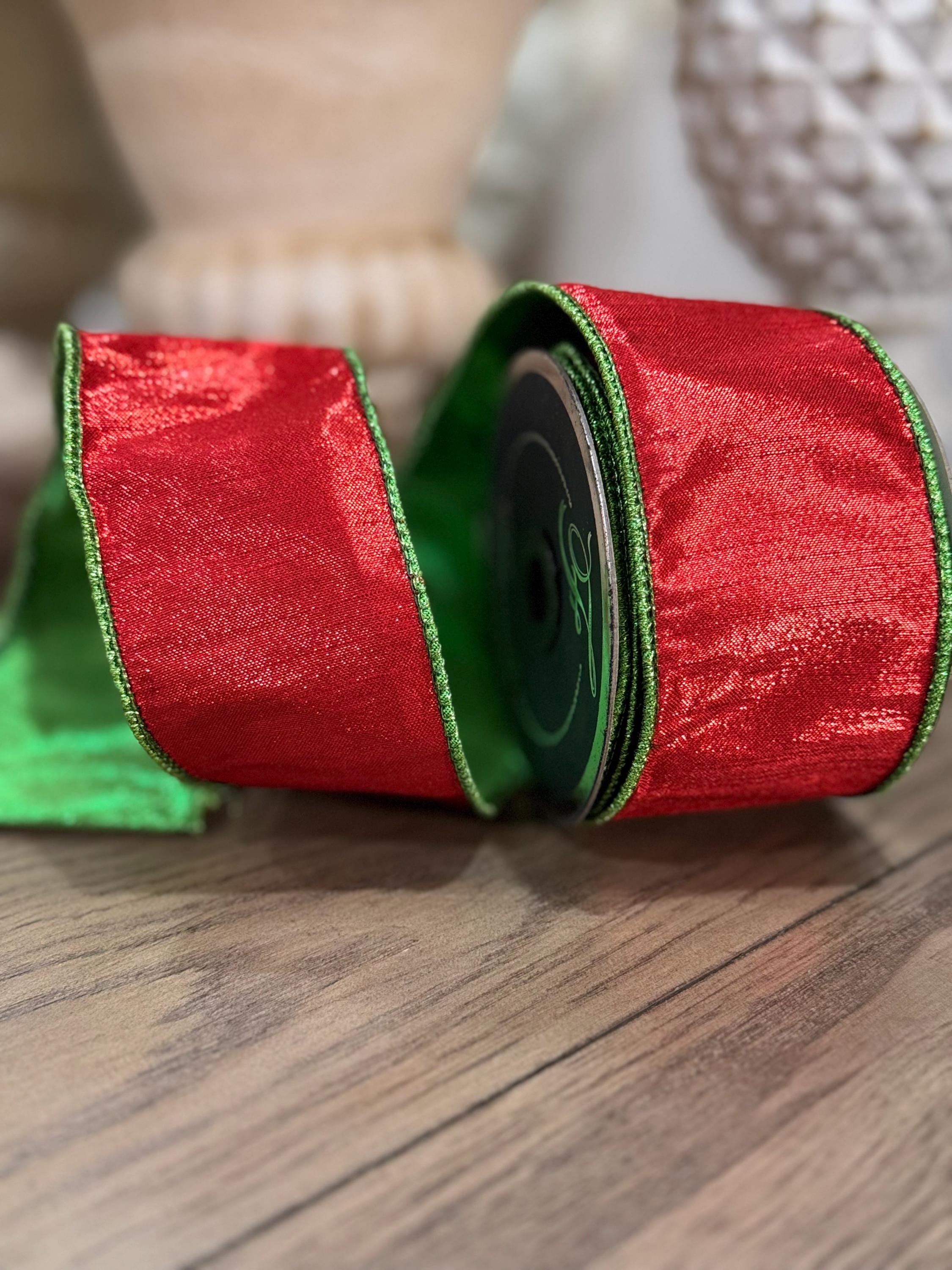 Farrisilk two toned red and green designer Christmas ribbon