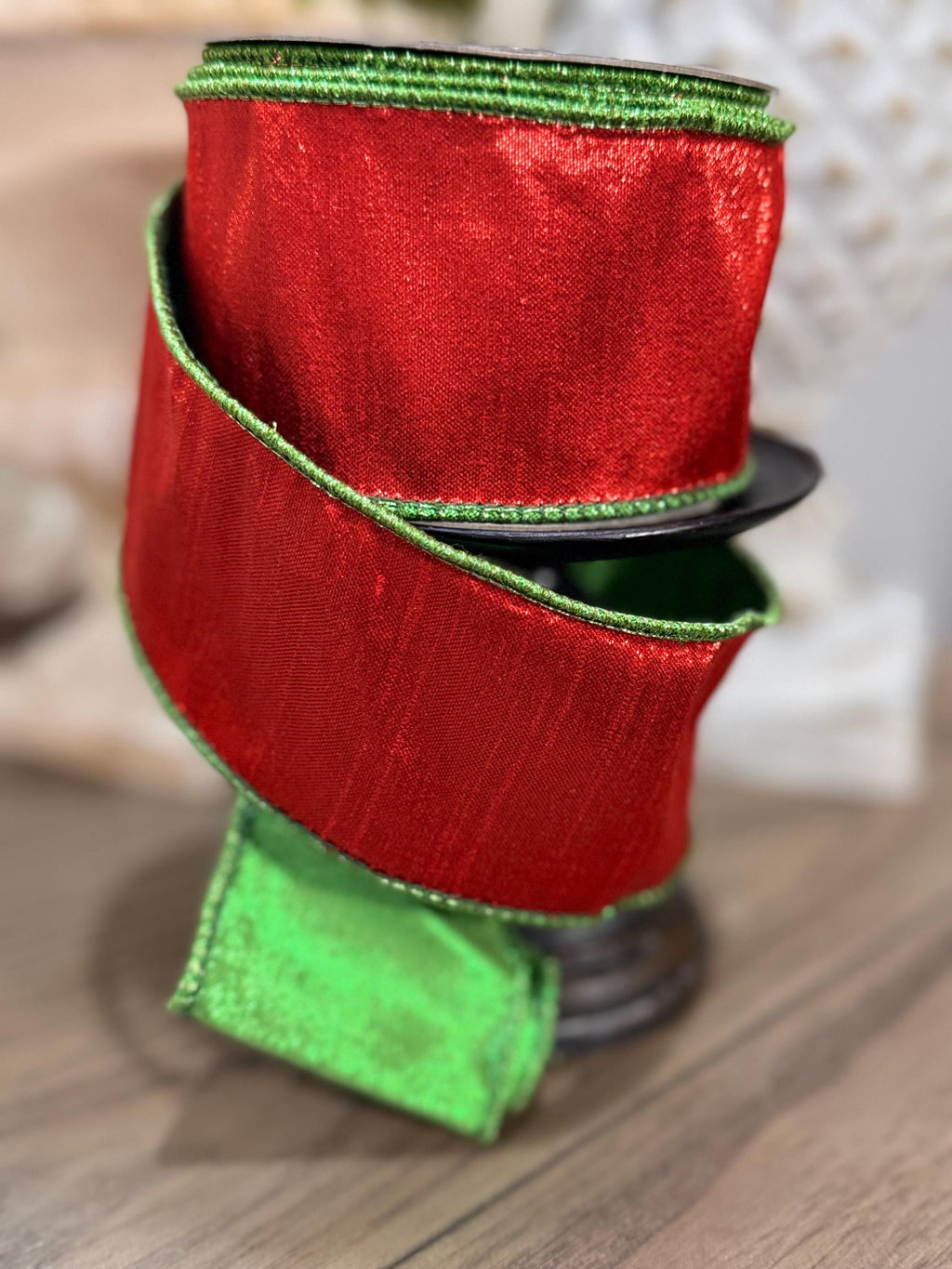 Farrisilk two toned red and green designer Christmas ribbon
