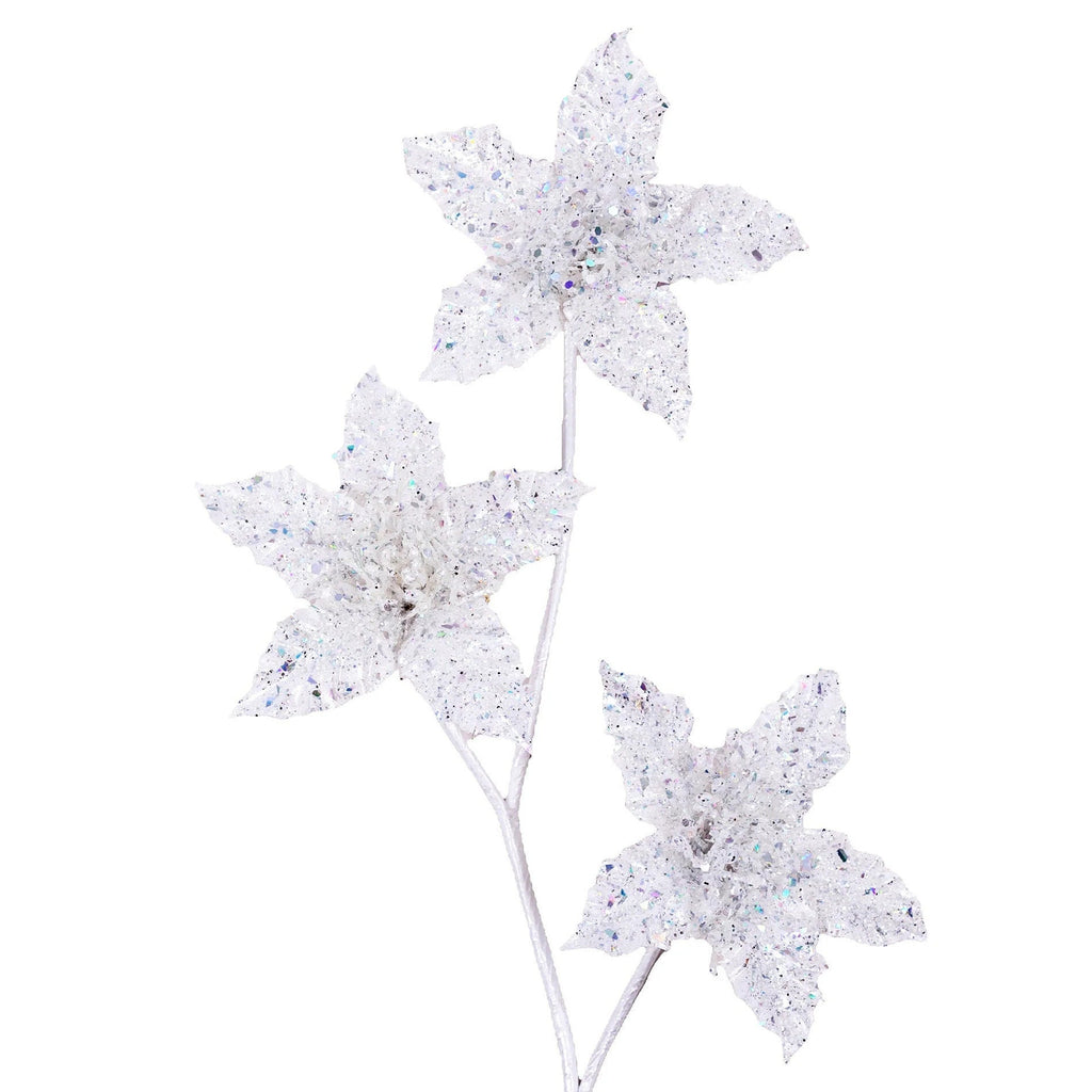 Farrisilk 26” White Winter Rainbow Star Spray, Holiday Wreaths, Designer Christmas Tree Decorations, Elegant Luxury White Christmas Spray