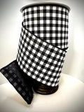Farrisilk Picnic Check Black White 4” Ribbon, Luxury Ribbon, Premium Ribbon, Designer Christmas Ribbon, Fall Ribbon, Farmhouse Decor Ribbon