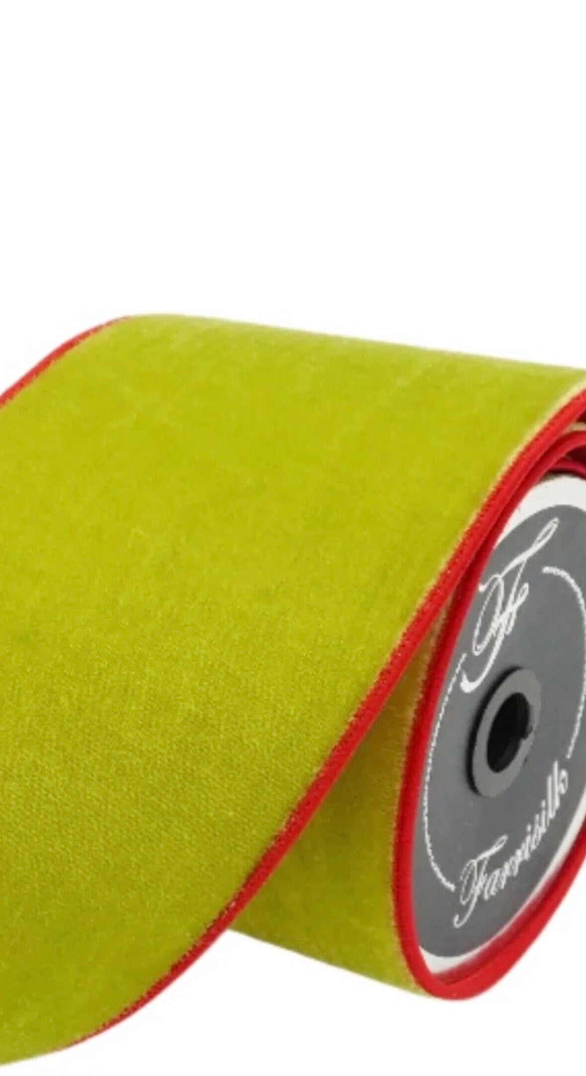 Farrisilk Green and Red Velvet 4” Ribbon, Luxury Ribbon, Christmas Ribbon, Premium Holiday Ribbon, Designer Christmas Ribbon, Velvet Ribbon