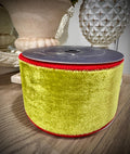 Farrisilk Green and Red Velvet 4” Ribbon, Luxury Ribbon, Christmas Ribbon, Premium Holiday Ribbon, Designer Christmas Ribbon, Velvet Ribbon