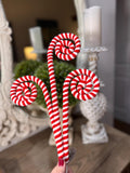 Peppermint Chenille Curly Spray, Red/White 27”, Christmas Sprays, Christmas Tree Decorations, Wreath Attachments, Red and White Spray