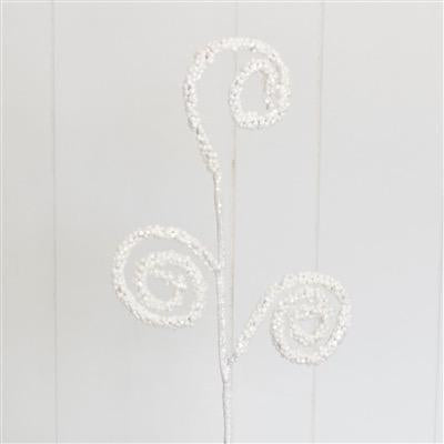 White Glitter Curly Spray 22”, Christmas Sprays, Christmas Tree Decorations, Wreath Attachments, Valentines Day Spray, Curly Spray, White