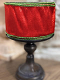 Farrisilk two toned red and green designer Christmas ribbon