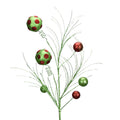 24” Dots and Stripes Spiral Ball Spray Green & Red, Christmas Sprays, Christmas Tree Decorations, Wreath Attachments, Red and Green Sprays