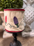 Embroidered Christmas Lights Plush Velvet Ribbon 4” x 5 yards - Deluxe Wired Edge for Holiday Decor, Wreaths, Trees, and Gift Wrapping