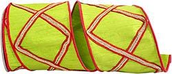Green Red Diamond Pattern 4” Ribbon, Luxury Ribbon, Christmas Ribbon, Premium Holiday Ribbon, 5 Yard Ribbon, Christmas Ribbon Wired