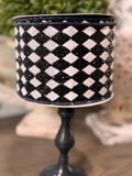 White Velvet With Black Glitter Diamond Pattern Ribbon 4" x 10 yards, Designer Velvet Ribbon, Black and White Ribbon, Luxury Holiday Ribbon