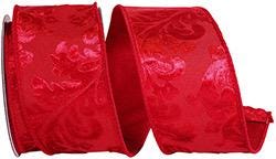 Red Velvet Filigree Deluxe Wired Edge 2-1/2” x 5 yards, Valentines Day Ribbon, Valentines Day Decor, Holiday Ribbon, Red Ribbon, Luxury Ribb