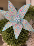 Confetti Candy Poinsettia 24''X 11.5''-Blue, Candy Easter Spray, Valentines, Christmas Tree Decorations, Wreath Attachments, Spring Spray