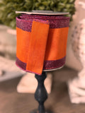 Orange/Fuchsia Glitter Striped Edging Dupioni Deluxe Wired Edge 4” x 5 yards, Valentines Day Ribbon, Valentines Day Decor, Designer Ribbon