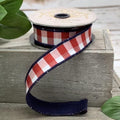 D. Stevens 1" x 10yds faux dupion check, red-white-blue, Premium Patriotic Decor Ribbon, 10 Yard Wreath Ribbon, Designer Summer Ribbon Wired