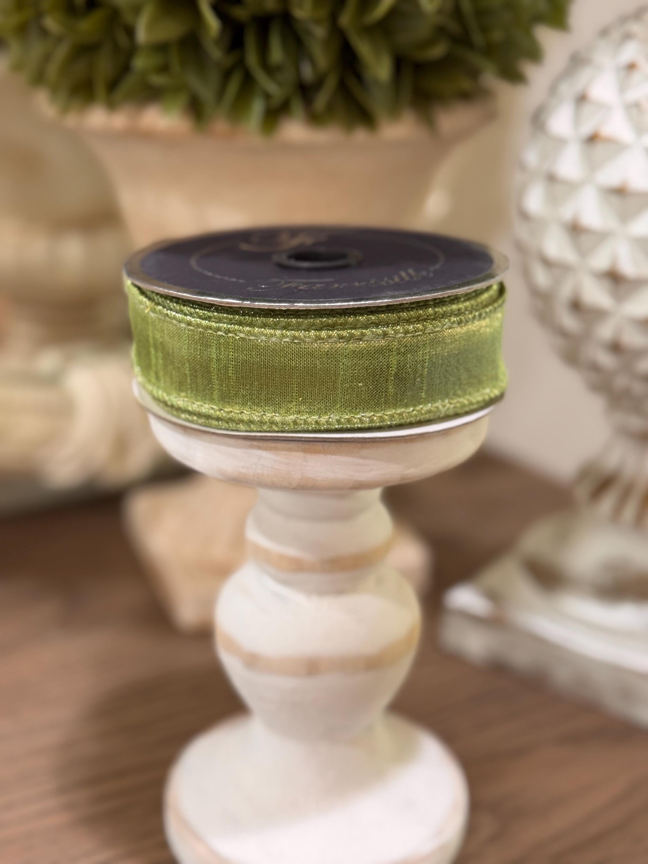 Farrisilk Luster Mint Green 1“ Ribbon, Luxury Ribbon, Premium Holiday Ribbon, Designer Spring Day Ribbon, Green Wired Ribbon, 10 yard Ribbon