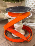 Farrisilk Orange Spring Velvet Luster Ribbon, Luxury Easter Ribbon, Premium Spring Crafts, Designer Decor, Bright Orange Wired Ribbon