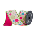 Farrisilk Watercolor Polka Dots 2.5” Ribbon, Luxury Ribbon, Bold Ribbon, Premium Holiday Ribbon, 10 Yard Ribbon, Designer Pink Ribbon Wired