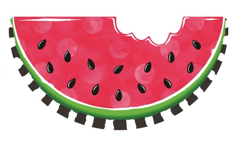12" Watermelon Embossed Metal Sign with Bite for Summer Wreath | Farmhouse Fruit Sign for Wreaths, Kitchen, Porch & Picnic Party Decor