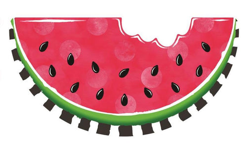 12" Watermelon Embossed Metal Sign with Bite for Summer Wreath | Farmhouse Fruit Sign for Wreaths, Kitchen, Porch & Picnic Party Decor