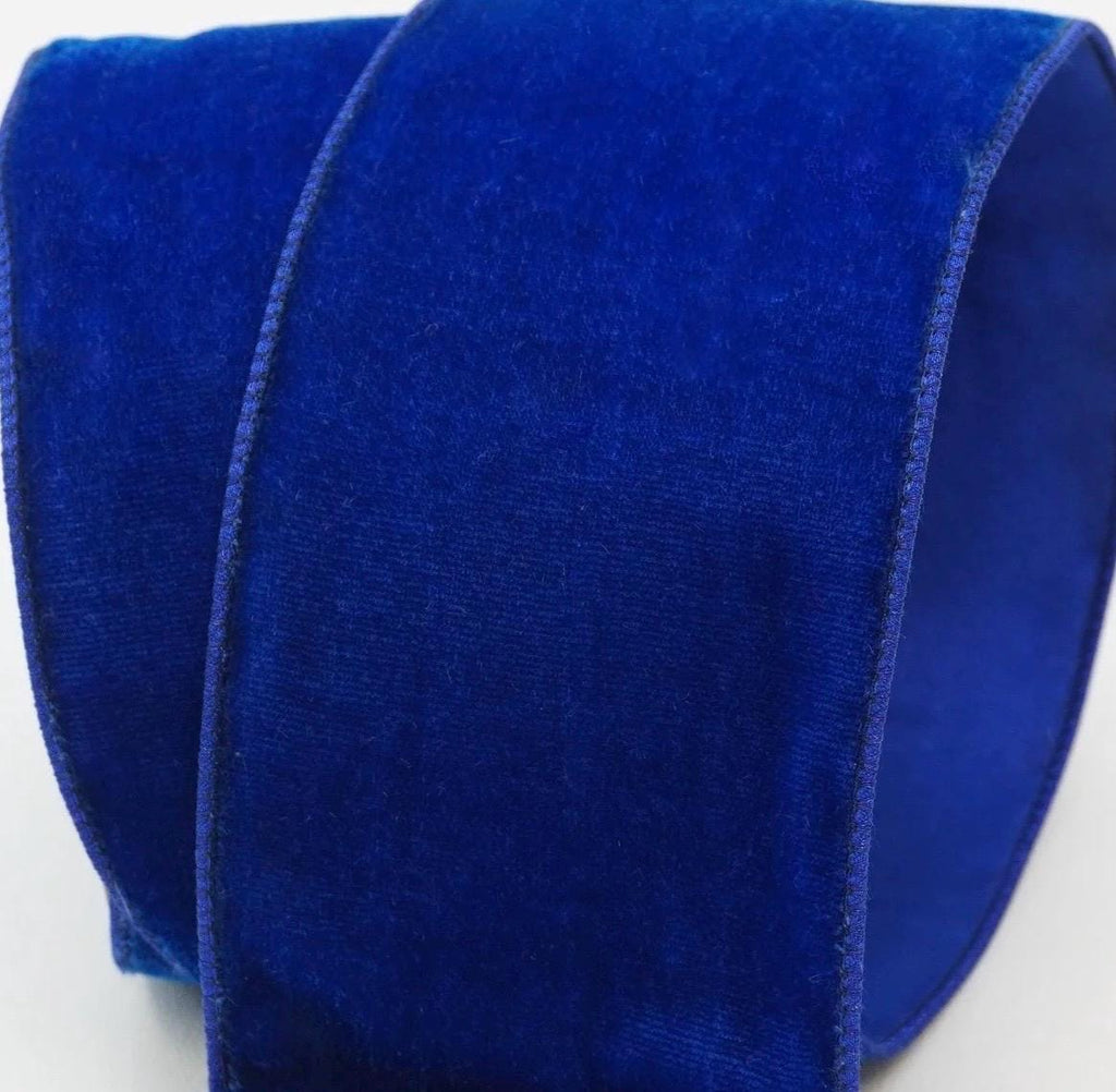 Farrisilk Royal Blue Velvet Luster 4” x 10 Yards Ribbon, Luxury Ribbon, Patriotic Decor, Wired Christmas Ribbon, Designer Luxury Ribbon