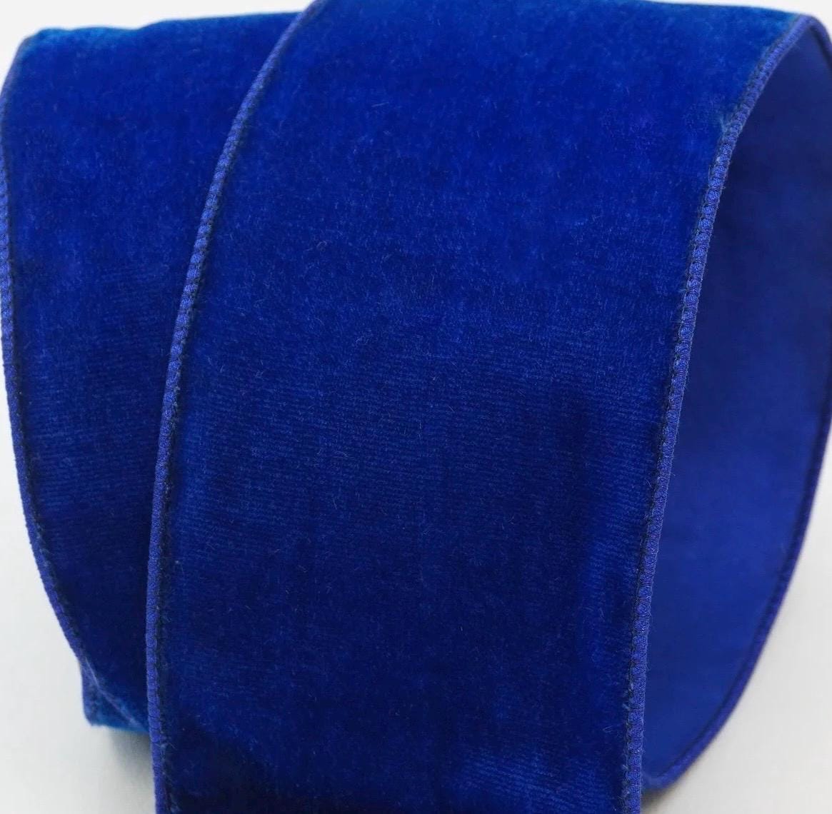 Farrisilk Royal Blue Velvet Luster 4” x 10 Yards Ribbon, Luxury Ribbon, Patriotic Decor, Wired Christmas Ribbon, Designer Luxury Ribbon