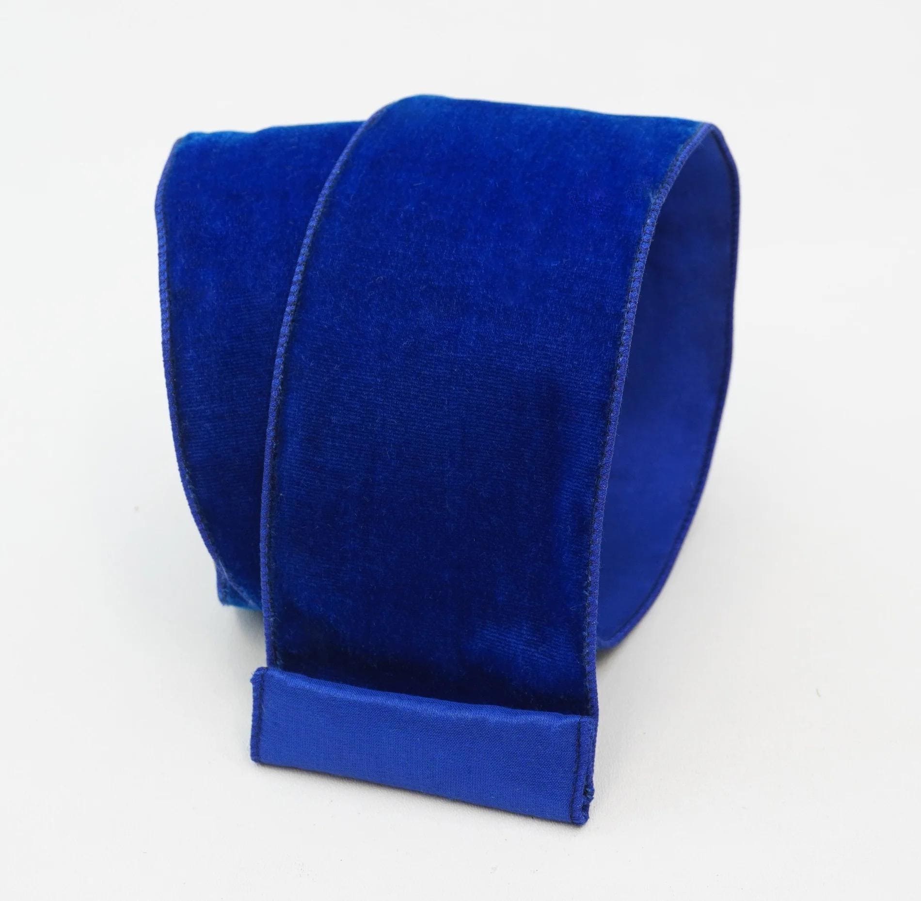 Farrisilk Royal Blue Velvet Luster 4” x 10 Yards Ribbon, Luxury Ribbon, Patriotic Decor, Wired Christmas Ribbon, Designer Luxury Ribbon