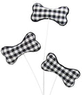 31" Black & White Gingham Dog Bone Spray | Fabric Bone Picks for Wreaths, Dog Decor, Crafts, Pet-Themed Arrangements, Dog Spray for Wreaths