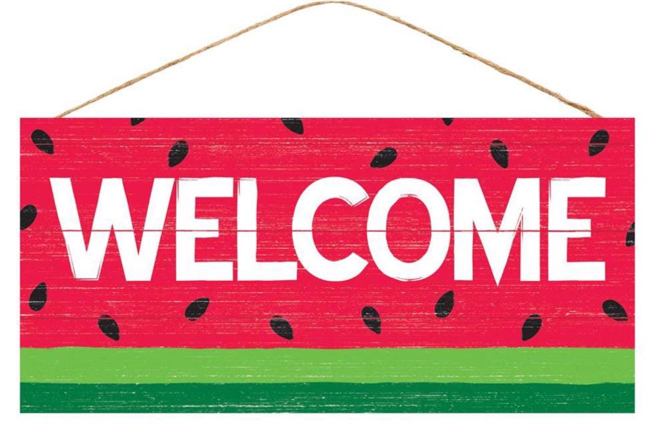 12.5" Watermelon Wreath Sign – Summer Welcome Sign for Wreath Making | Farmhouse Fruit Door Hanger or DIY Wreath Accent, Sign for Wreath