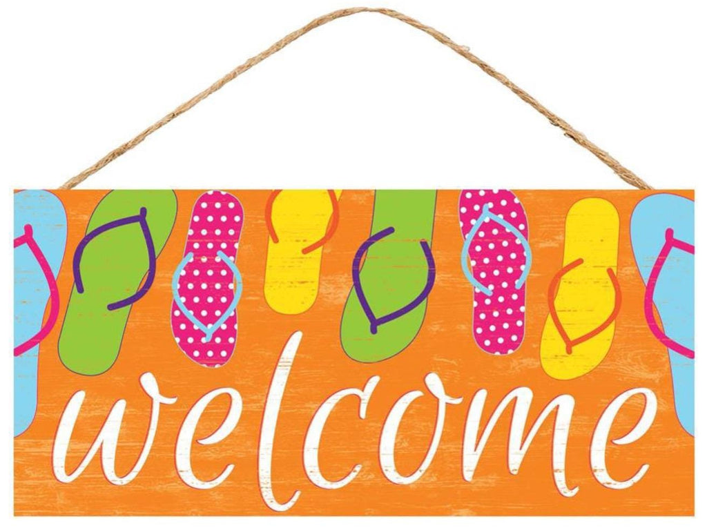 12.5" Flip Flop Wreath Sign – Summer Welcome Sign for Wreaths | Beach Theme Door Decor, DIY Craft Accent, Poolside Porch Sign, Summer Wreath