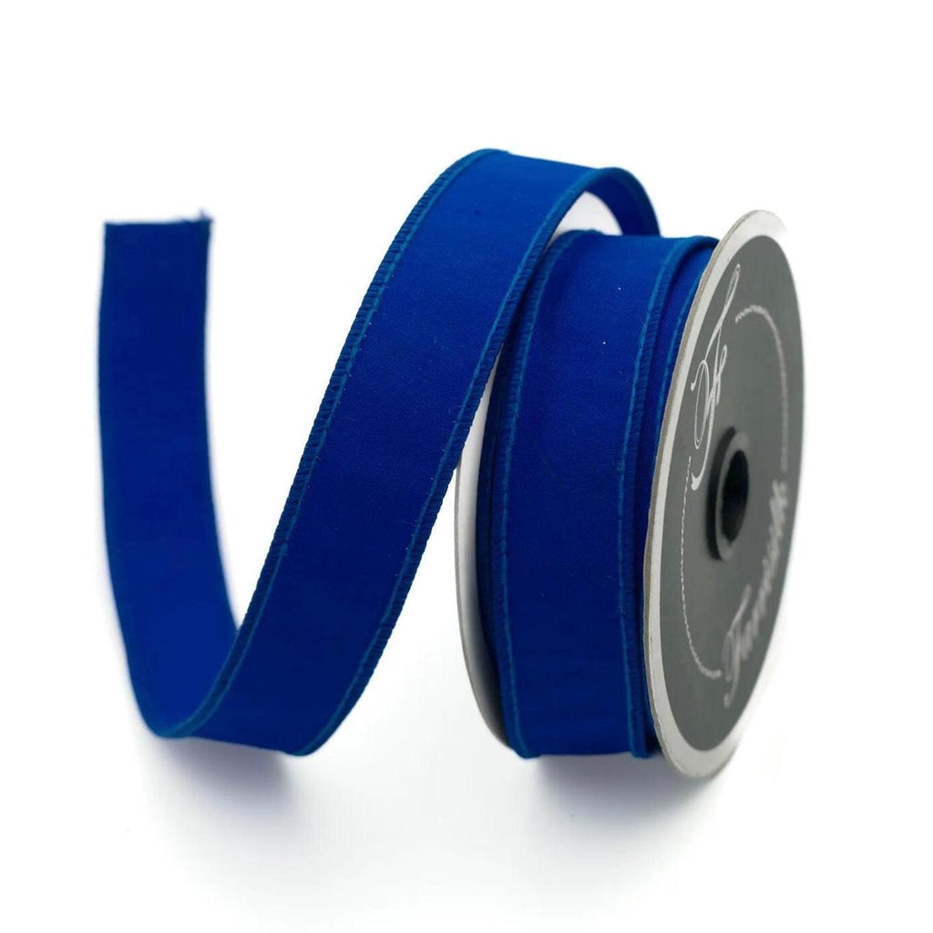 Farrisilk 1" Royal Blue Taffeta Wired Ribbon – 10 Yards | Designer Ribbon for Bows, Wreaths, Gift Wrap & Elegant Craft Projects, Patriotic