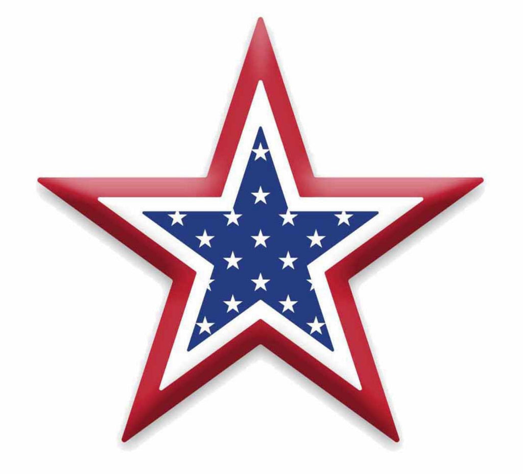 Patriotic Metal Star Sign – Red White & Blue Star with Stars Design for Wreaths, Door Hangers, Wall Decor, 4th of July Crafts - 10" x 9.5"