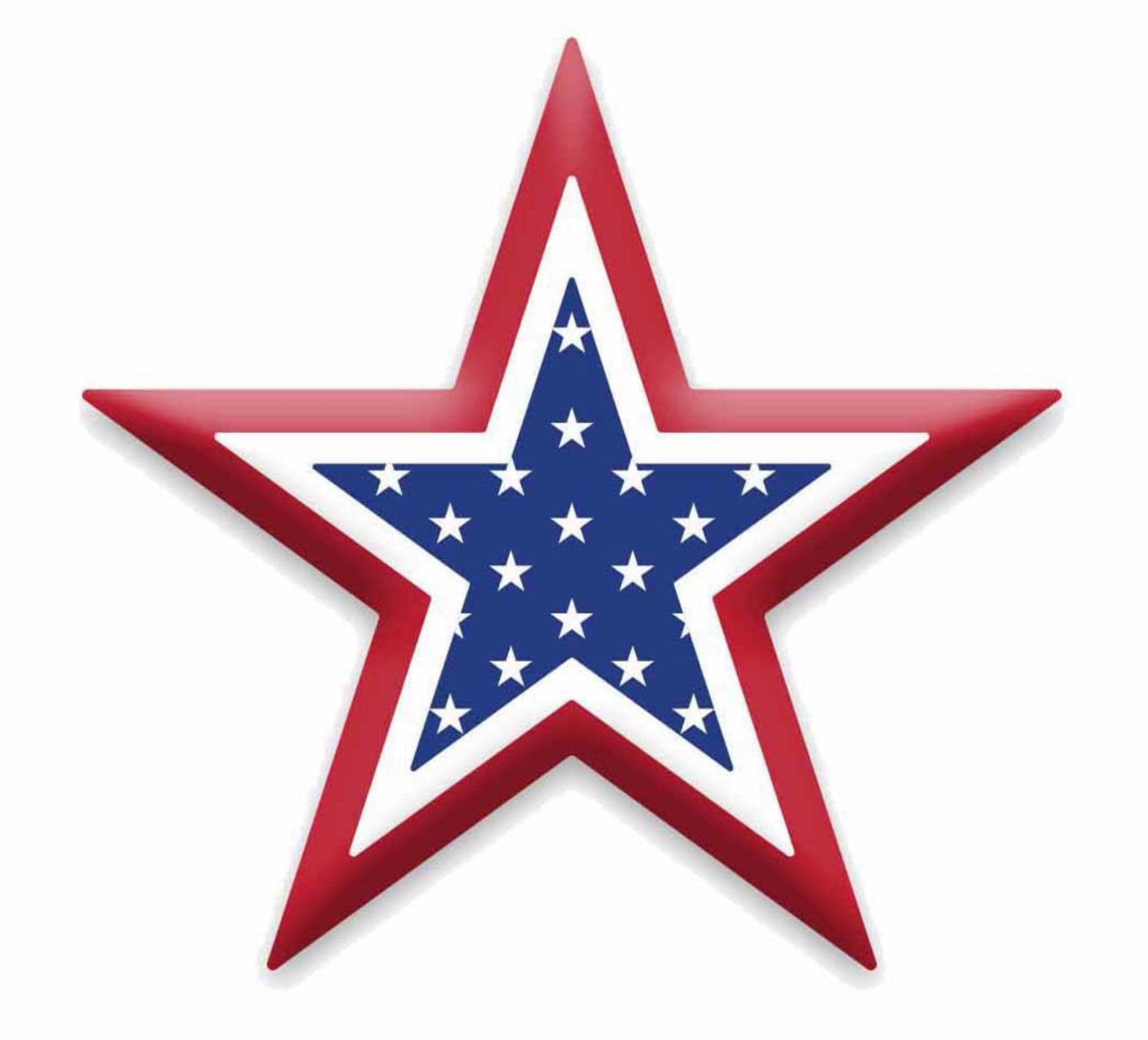 Patriotic Metal Star Sign – Red White & Blue Star with Stars Design for Wreaths, Door Hangers, Wall Decor, 4th of July Crafts - 10" x 9.5"