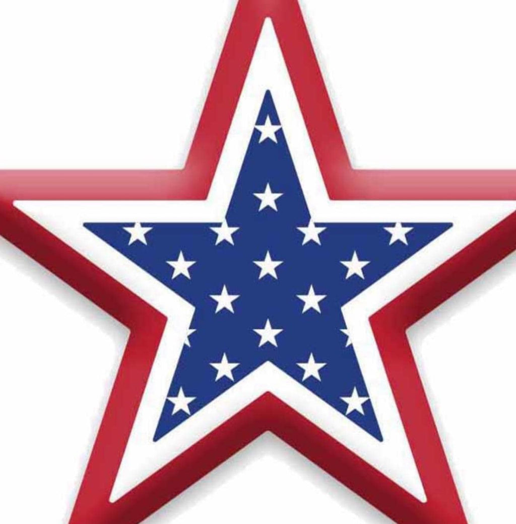 Patriotic Metal Star Sign – Red White & Blue Star with Stars Design for Wreaths, Door Hangers, Wall Decor, 4th of July Crafts - 10" x 9.5"