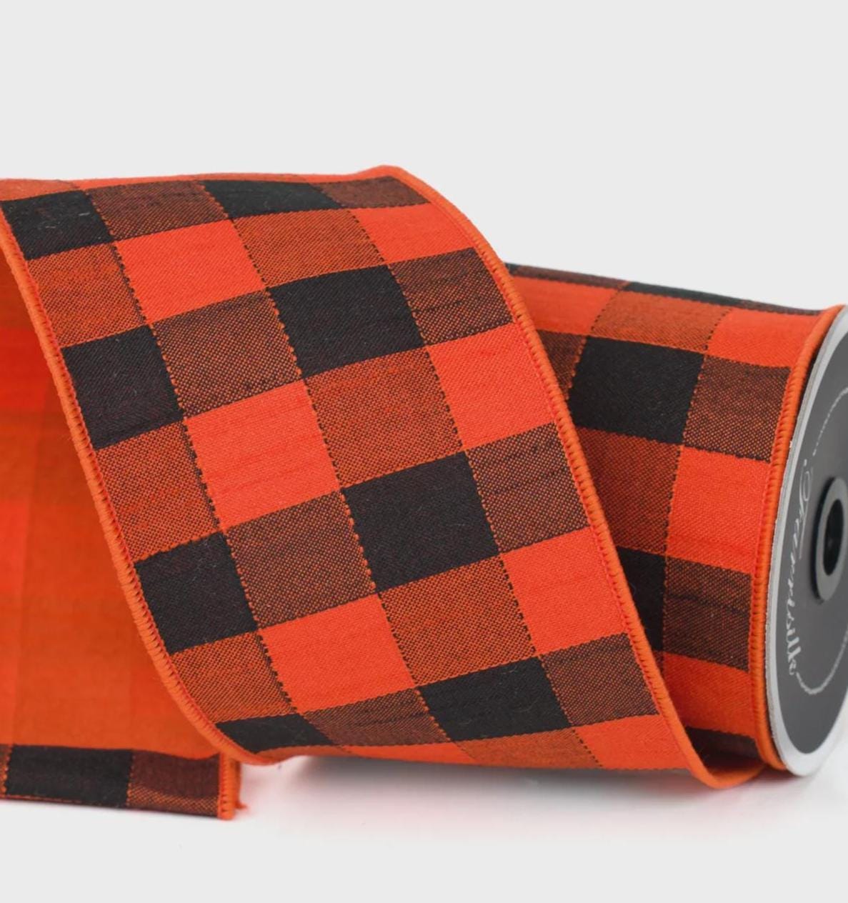 Farrisilk 4" x 10 Yards Orange Buffalo Plaid Wired Ribbon – Extra Wide Fall Farmhouse Bow Ribbon, Halloween Wreath Decor, Fall Craft Supply