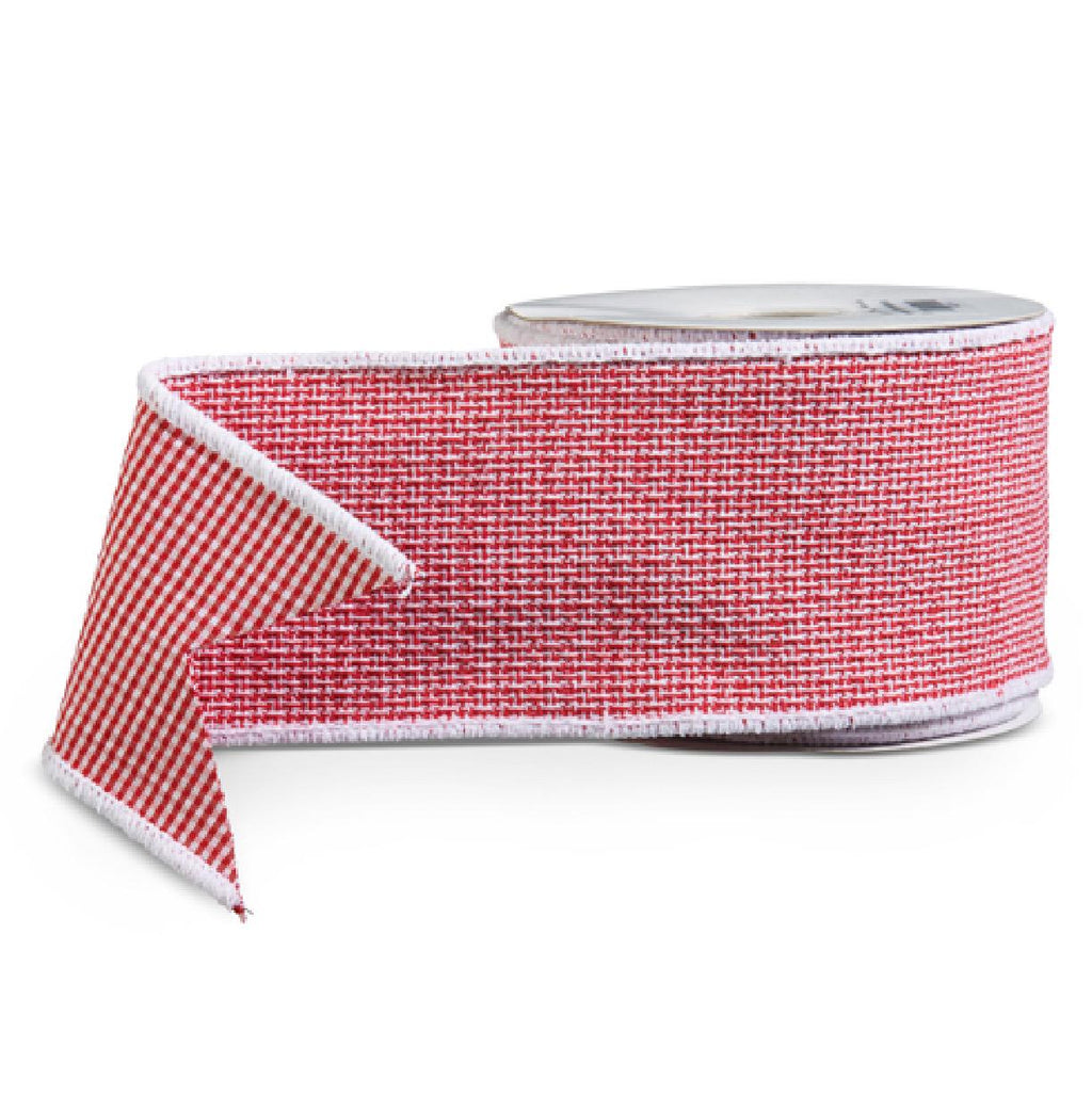 4" X 10 Yds Red and White Plaid Back Wired Ribbon