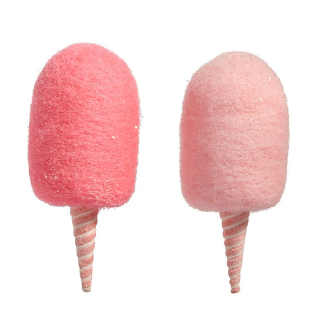 Set of 2 - 6.5” Cotton Candy Ornaments – Whimsical Sweet Shop Holiday Décor, Candyland theme Christmas Tree, Nutcracker, Pastel Christmas