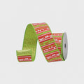 Lime Green & Red Squiggle Christmas Ribbon 2.5" x 10 Yards, Farrisilk Wired Ribbon with Glitter Back for Bows, Wreaths, Decor, Green Monster