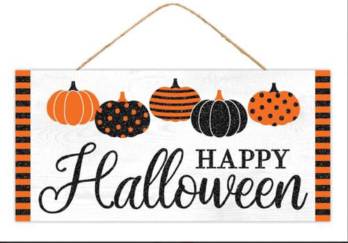 12.5"Lx6"H Halloween Patterned Pumpkins Sign